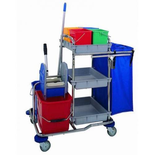 CARRO SUPER LIMPIEZA COMPLETO INOX ( 2 cubos 25 lts ) /...