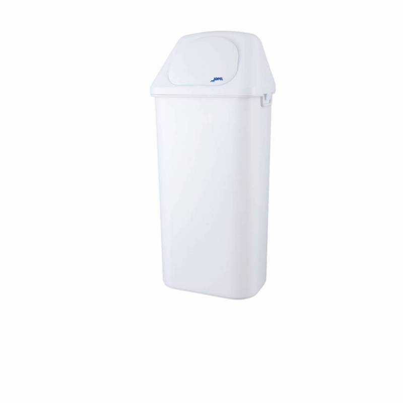 Papelera plástico blanca fijada a...