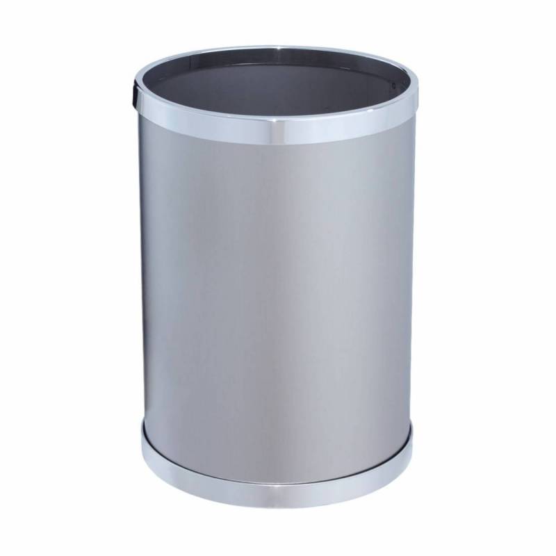 Papelera inox redonda aros cromados