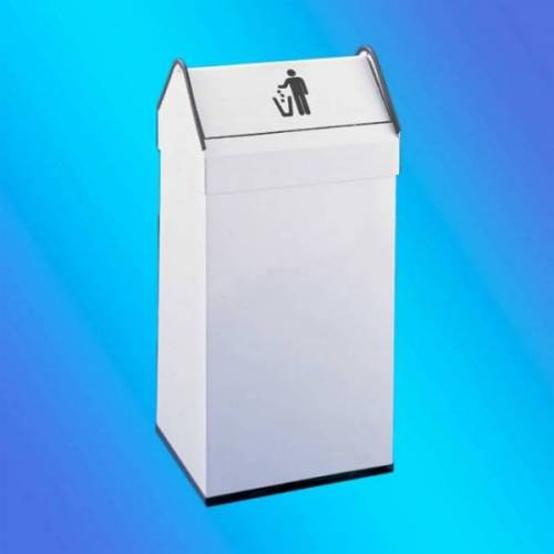 PAPELERA RECTANGULAR EPOXI BLANCA / TAPA BASCULANTE / 40...