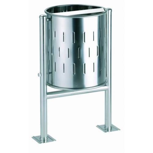 PAPELERA EXTERIORES TROQUELADA INOX CON CENICERO MOD.540/GB