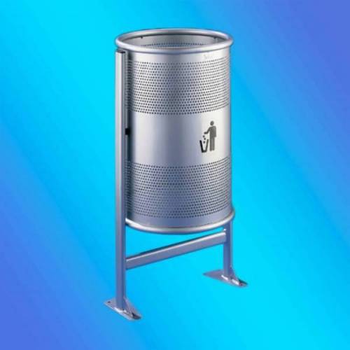 PAPELERA CIRCULAR PINTADA PERFORADA CON PIE  / ROMA /...