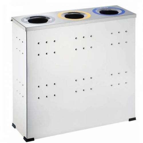 PAPELERA SANITARIA RECTANGULAR INOX 3 COMP  MOD.2207