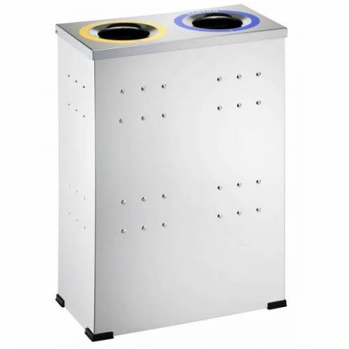 PAPELERA SANITARIA RECTANGULAR INOX 2 COMP  MOD.2208