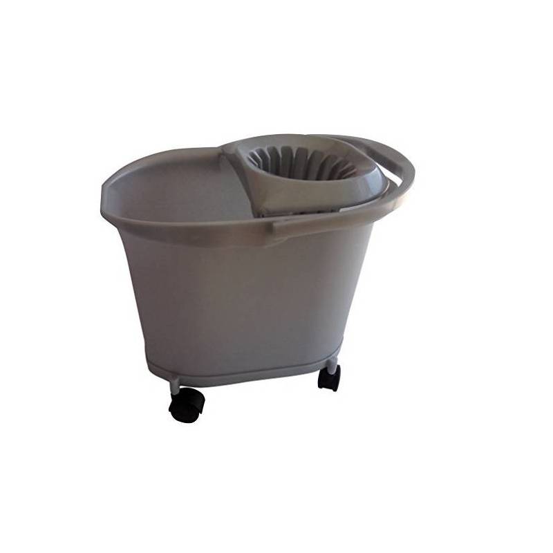 CUBO ESCURRIDOR CON RUEDAS PLATA 16...