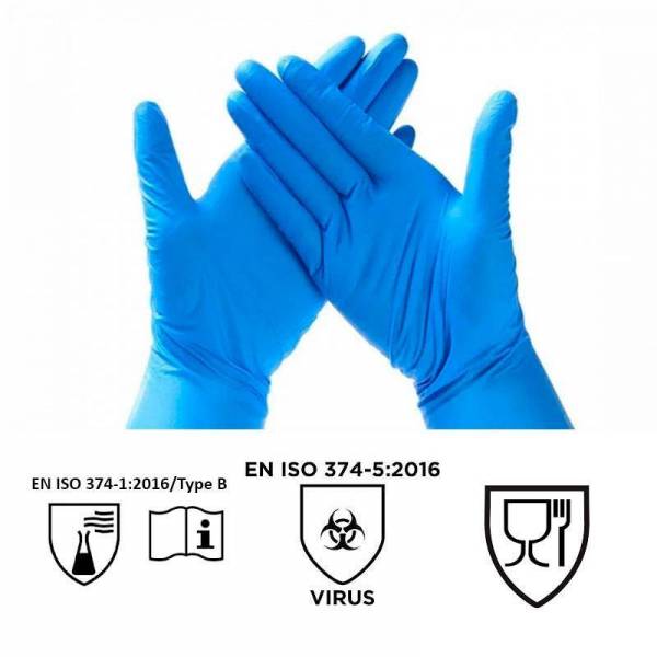 GUANTE NITRILO / AZUL / S.P. / TALLA - S ( 6-7 ) / PEQUEÑA /  1 estuche x 100 uds.