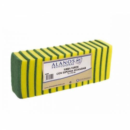 ESTROPAJO FIBRA VERDE CON ESPONJA ALANOS / 15 X 10 / 1...