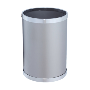Papelera inox redonda aros cromados