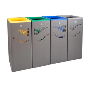 Papelera selectiva cuatro módulos combinables entre Amarillo/Verde/Azul/Gris